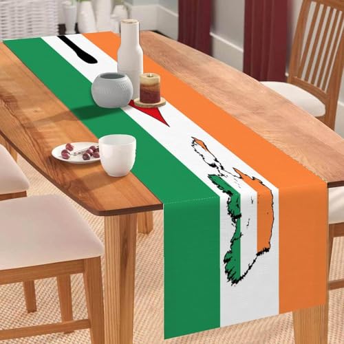 I Love My Country, Lreland Tischläufer, Lreland-Flagge, Karte, Couchtischläufer, Feiertags-Tischdekoration für Küche, Esstisch, Dekoration für Zuhause, Party, 33 x 91 cm I Love My Country, Lreland Tischläufer, Lreland-Flagge, Karte, Couchtischläufer, Feiertags-Tischdekoration für Küche, Esstisch, Dekoration für Zuhause, Party, 33 x 91 cm von Yelolyio