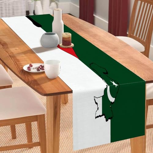 I Love My Country, Pakistan-Tischläufer, Pakistan-Flagge, Karte, Couchtischläufer, Feiertags-Tischdekoration für Küche, Esstisch, Dekoration für Zuhause, Party, 33 x 308 cm I Love My Country, Pakistan-Tischläufer, Pakistan-Flagge, Karte, Couchtischläufer, Feiertags-Tischdekoration für Küche, Esstisch, Dekoration für Zuhause, Party, 33 x 308 cm von Yelolyio