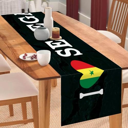 I Love Senegal, Tischläufer, Senegal, Nationalflagge, Couchtischläufer, Feiertage, Tischdekoration für Küche, Esstisch, Dekoration für Zuhause, Partydekoration, 33 x 91 cm I Love Senegal, Tischläufer, Senegal, Nationalflagge, Couchtischläufer, Feiertage, Tischdekoration für Küche, Esstisch, Dekoration für Zuhause, Partydekoration, 33 x 91 cm von Yelolyio