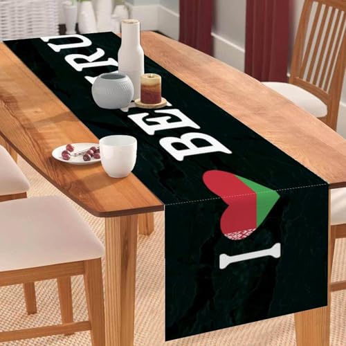 I Love Weißrussland Tischläufer, Weißrussland-Flagge, Couchtischläufer, Feiertags-Tischdekoration für Küche, Esstisch, Dekoration für Zuhause, Party, Dekoration, 35,6 x 183,9 cm von Yelolyio