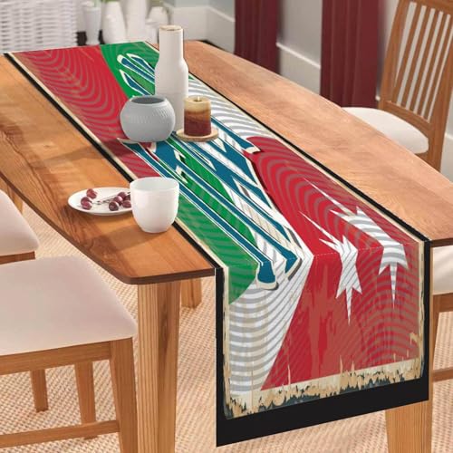 Italienische Flagge, Tischläufer, Italien-Flagge, Tischläufer, Feiertagstischdekoration für Küche, Esstisch, Dekoration für Zuhause, Party, 45,7 x 198,1 cm von Yelolyio