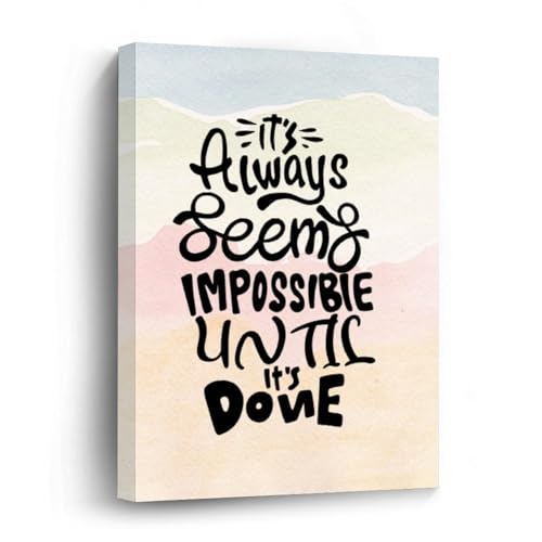 Kunstdruck auf Leinwand, Motiv "It Always Seems Impossible until It's Done", motivierende Wandkunst, Ölgemälde auf Leinwand, Holzrahmen, Kunstleinwand für Zuhause, Büro, Schule, Dekoration, 30,5 x Kunstdruck auf Leinwand, Motiv "It Always Seems Impossible until It's Done", motivierende Wandkunst, Ölgemälde auf Leinwand, Holzrahmen, Kunstleinwand für Zuhause, Büro, Schule, Dekoration, 30,5 x von Yelolyio