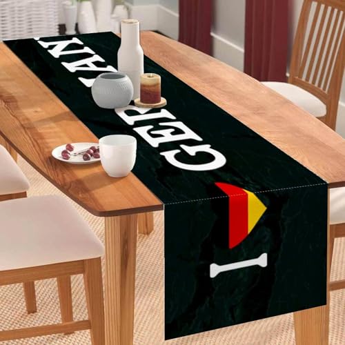 Lustiger Küchenchef I Love Germany Tischläufer im Bauernhaus-Stil, 33 x 178 cm, Jute-Tischläufer, moderne Kommodenschals und Läufer für Zuhause von Yelolyio