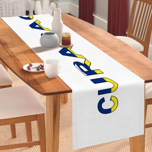 Lustiger Küchenchef-Tischläufer mit Curacao-Flagge, Landhaus-Stil, 33 x 228 cm, Curacao Jute-Tischläufer, moderne Kommodenschals und Läufer für Zuhause von Yelolyio