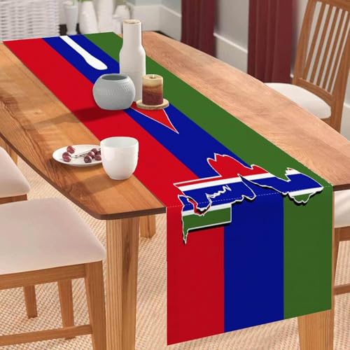 Tischläufer, Gambia-Flagge, Motiv: "I Love My Country", Tischläufer, Tischdekoration, für Küche, Esstisch, Dekoration für Zuhause, Party, 40,6 x 183,9 cm Tischläufer, Gambia-Flagge, Motiv: "I Love My Country", Tischläufer, Tischdekoration, für Küche, Esstisch, Dekoration für Zuhause, Party, 40,6 x 183,9 cm von Yelolyio