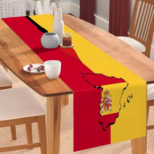 Tischläufer, Motiv: "I Love My Country", Spanien-Flagge, Landkarte, Couchtischläufer, Feiertags-Tischdekoration für Küche, Esstisch, Dekoration für Zuhause, Party, 40,6 x 183,9 cm Tischläufer, Motiv: "I Love My Country", Spanien-Flagge, Landkarte, Couchtischläufer, Feiertags-Tischdekoration für Küche, Esstisch, Dekoration für Zuhause, Party, 40,6 x 183,9 cm von Yelolyio