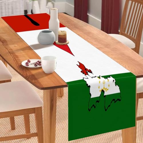 Tischläufer, Motiv: "I Love My Country", Tadschikistan-Flagge, Karte, Couchtischläufer, Feiertags-Tischdekoration für Küche, Esstisch, Dekoration für Zuhause, Party, 40,6 x 183,9 cm Tischläufer, Motiv: "I Love My Country", Tadschikistan-Flagge, Karte, Couchtischläufer, Feiertags-Tischdekoration für Küche, Esstisch, Dekoration für Zuhause, Party, 40,6 x 183,9 cm von Yelolyio