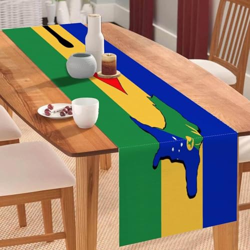 Tischläufer, Motiv: "I Love My Country", Weihnachts-Lsland-Flagge, Landkarte, Couchtischläufer, Tischdekoration für Küche, Esstisch, Dekoration für Zuhause, Party, 40,6 x 183,9 cm Tischläufer, Motiv: "I Love My Country", Weihnachts-Lsland-Flagge, Landkarte, Couchtischläufer, Tischdekoration für Küche, Esstisch, Dekoration für Zuhause, Party, 40,6 x 183,9 cm von Yelolyio