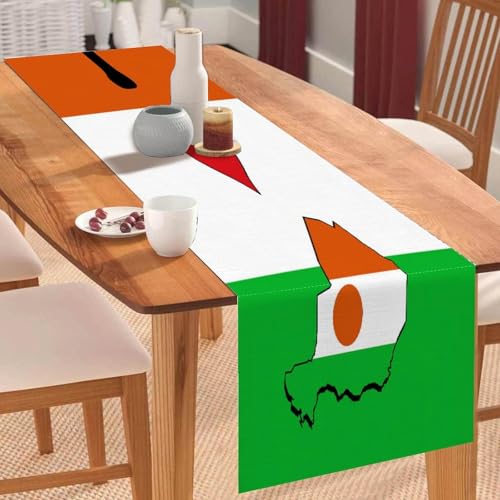 Tischläufer, Motiv: Ich liebe mein Land, Nigerflagge, Couchtischläufer, Feiertage, Tischdekoration für Küche, Esstisch, Dekoration für Zuhause, Partydekoration, 33 x 274 cm Tischläufer, Motiv: Ich liebe mein Land, Nigerflagge, Couchtischläufer, Feiertage, Tischdekoration für Küche, Esstisch, Dekoration für Zuhause, Partydekoration, 33 x 274 cm von Yelolyio