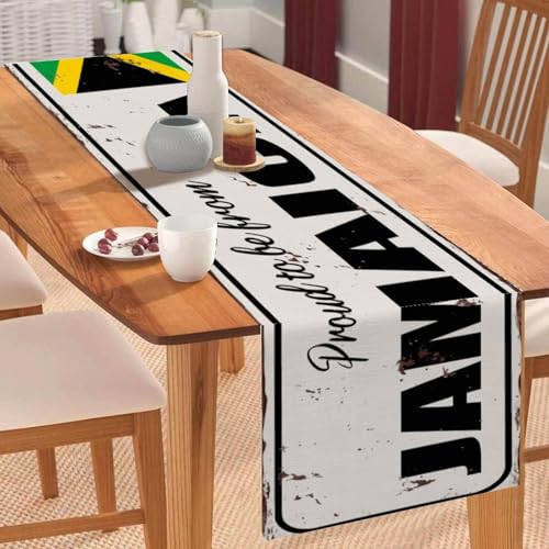 Tischläufer "Proud to Be from Jamaica", Jamaika-Flagge, Couchtischläufer, Feiertags-Tischdekoration für Küche, Esstisch, Dekoration für Zuhause, Partydekoration, 33 x 91 cm Tischläufer "Proud to Be from Jamaica", Jamaika-Flagge, Couchtischläufer, Feiertags-Tischdekoration für Küche, Esstisch, Dekoration für Zuhause, Partydekoration, 33 x 91 cm von Yelolyio