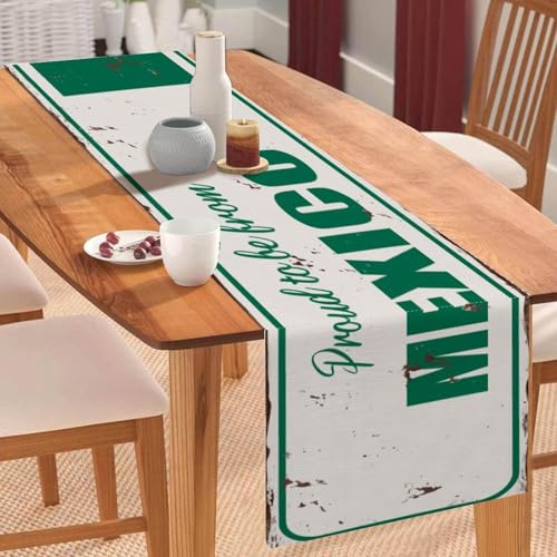 Tischläufer "Proud to Be from Mexico", Motiv: Mexiko-Flagge, Couchtischläufer, Feiertags-Tischdekoration für Küche, Esstisch, Dekoration für Zuhause, Party-Dekoration, 35,6 x 183,9 cm Tischläufer "Proud to Be from Mexico", Motiv: Mexiko-Flagge, Couchtischläufer, Feiertags-Tischdekoration für Küche, Esstisch, Dekoration für Zuhause, Party-Dekoration, 35,6 x 183,9 cm von Yelolyio