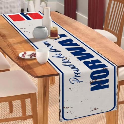 Tischläufer "Proud to Be from Norway", Norwegen-Flagge, Couchtischläufer, Feiertags-Tischdekoration für Küche, Esstisch, Dekoration für Zuhause, Partydekoration, 33 x 308 cm Tischläufer "Proud to Be from Norway", Norwegen-Flagge, Couchtischläufer, Feiertags-Tischdekoration für Küche, Esstisch, Dekoration für Zuhause, Partydekoration, 33 x 308 cm von Yelolyio