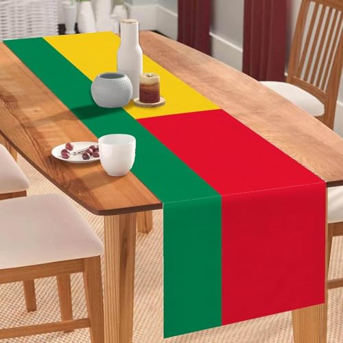 Tischläufer mit Benin-Nationalflagge, saisonale Tischdekoration, für Küche, Esstisch, Dekoration für drinnen und draußen, Zuhause, Esszimmer, Party, Dekoration, 33 x 91 cm Tischläufer mit Benin-Nationalflagge, saisonale Tischdekoration, für Küche, Esstisch, Dekoration für drinnen und draußen, Zuhause, Esszimmer, Party, Dekoration, 33 x 91 cm von Yelolyio
