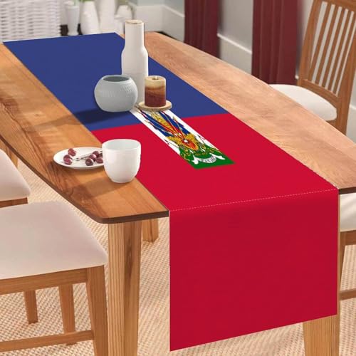 Tischläufer mit Haiti-Nationalflagge, Tischläufer, Tischläufer, Tischdekoration, für Küche, Esstisch, Dekoration für Zuhause, Party, 33 x 178 cm Tischläufer mit Haiti-Nationalflagge, Tischläufer, Tischläufer, Tischdekoration, für Küche, Esstisch, Dekoration für Zuhause, Party, 33 x 178 cm von Yelolyio