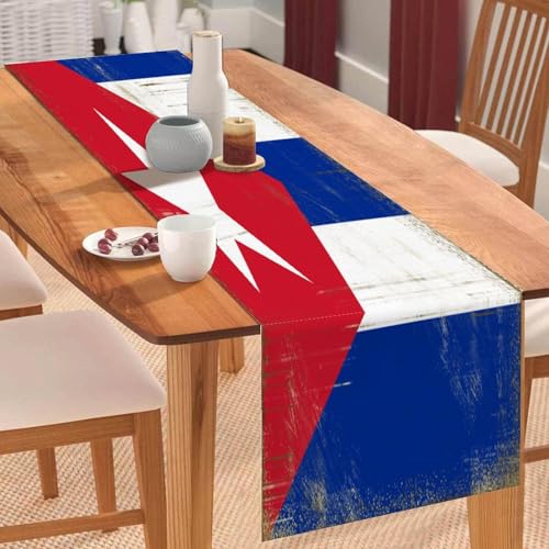 Tischläufer mit Kuba-Nationalflagge, Vintage-Stil, Kuba, Couchtischläufer, Feiertage, Tischdekoration für Küche, Esstisch, Dekoration für Zuhause, Party, 35,6 x 183,9 cm Tischläufer mit Kuba-Nationalflagge, Vintage-Stil, Kuba, Couchtischläufer, Feiertage, Tischdekoration für Küche, Esstisch, Dekoration für Zuhause, Party, 35,6 x 183,9 cm von Yelolyio