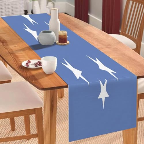 Tischläufer mit Mikronesien-Nationalflagge, Mikronesien, Couchtischläufer, Feiertags-Tischdekoration für Küche, Esstisch, Dekoration für Zuhause, Partydekoration, 33 x 308 cm Tischläufer mit Mikronesien-Nationalflagge, Mikronesien, Couchtischläufer, Feiertags-Tischdekoration für Küche, Esstisch, Dekoration für Zuhause, Partydekoration, 33 x 308 cm von Yelolyio