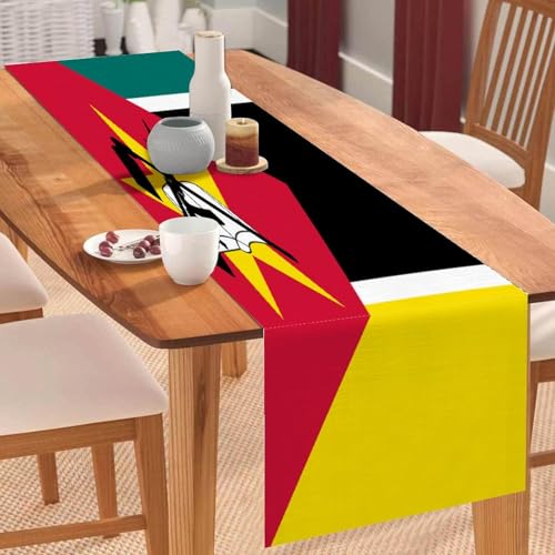 Tischläufer mit Mosambik-Nationalflagge, 33 x 91,4 cm, Mosambik, Kommode, Schal, Jute, dekorativ, waschbar, Tischläufer für Couchtisch, Terrasse, Grill, Esstisch, Heimdekoration Tischläufer mit Mosambik-Nationalflagge, 33 x 91,4 cm, Mosambik, Kommode, Schal, Jute, dekorativ, waschbar, Tischläufer für Couchtisch, Terrasse, Grill, Esstisch, Heimdekoration von Yelolyio
