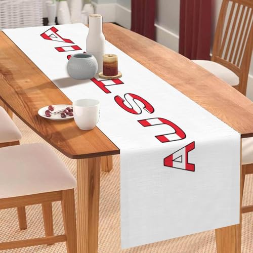 Tischläufer mit Österreich-Flagge, Tischläufer, Tischläufer, Feiertage, Tischdekoration für Küche, Esstisch, Dekoration für Zuhause, Party, 33 x 274 cm Tischläufer mit Österreich-Flagge, Tischläufer, Tischläufer, Feiertage, Tischdekoration für Küche, Esstisch, Dekoration für Zuhause, Party, 33 x 274 cm von Yelolyio