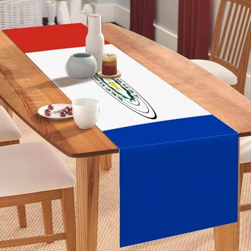 Tischläufer mit Paraguay-Nationalflagge, Paraguay, Couchtischläufer, Feiertage, Tischdekoration für Küche, Esstisch, Dekoration für Zuhause, Partydekoration, 33 x 91 cm Tischläufer mit Paraguay-Nationalflagge, Paraguay, Couchtischläufer, Feiertage, Tischdekoration für Küche, Esstisch, Dekoration für Zuhause, Partydekoration, 33 x 91 cm von Yelolyio