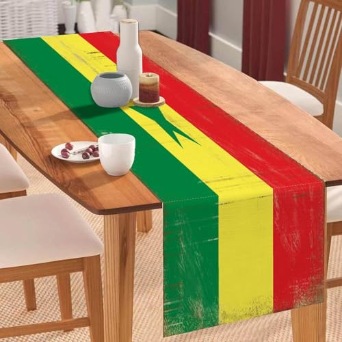 Tischläufer mit Senegalflagge, Vintage-Stil, Senegal, Couchtischläufer, Feiertage, Tischdekoration für Küche, Esstisch, Dekoration für Zuhause, Party, 45,7 x 198 cm Tischläufer mit Senegalflagge, Vintage-Stil, Senegal, Couchtischläufer, Feiertage, Tischdekoration für Küche, Esstisch, Dekoration für Zuhause, Party, 45,7 x 198 cm von Yelolyio