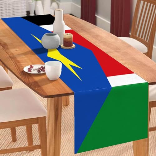 Tischläufer mit Südsudan-Nationalflagge, Südsudan, Couchtischläufer, Feiertags-Tischdekoration für Küche, Esstisch, Dekoration für Zuhause, Partydekoration, 33 x 308 cm Tischläufer mit Südsudan-Nationalflagge, Südsudan, Couchtischläufer, Feiertags-Tischdekoration für Küche, Esstisch, Dekoration für Zuhause, Partydekoration, 33 x 308 cm von Yelolyio
