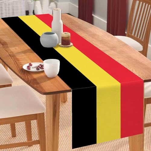 Tischläufer mit belgischer Nationalflagge, Tischläufer, Tischdekoration für Küche, Esstisch, Dekoration für Zuhause, Party, 35,6 x 183,9 cm Tischläufer mit belgischer Nationalflagge, Tischläufer, Tischdekoration für Küche, Esstisch, Dekoration für Zuhause, Party, 35,6 x 183,9 cm von Yelolyio