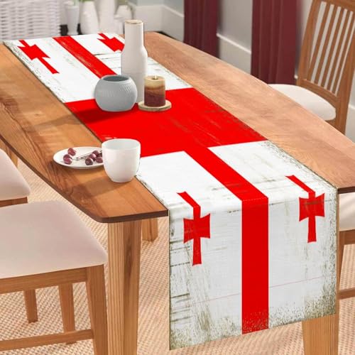 Tischläufer mit georgischer Nationalflagge im Vintage-Stil, Tischläufer, Tischläufer, Tischdekoration für Küche, Esstisch, Dekoration für Zuhause, Party, 33 x 91 cm Tischläufer mit georgischer Nationalflagge im Vintage-Stil, Tischläufer, Tischläufer, Tischdekoration für Küche, Esstisch, Dekoration für Zuhause, Party, 33 x 91 cm von Yelolyio