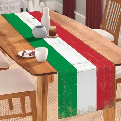 Tischläufer mit italienischer Nationalflagge, Vintage-Stil, Tischläufer, Tischdekoration, für Küche, Esstisch, Dekoration für Zuhause, Party, 33 x 308 cm Tischläufer mit italienischer Nationalflagge, Vintage-Stil, Tischläufer, Tischdekoration, für Küche, Esstisch, Dekoration für Zuhause, Party, 33 x 308 cm von Yelolyio