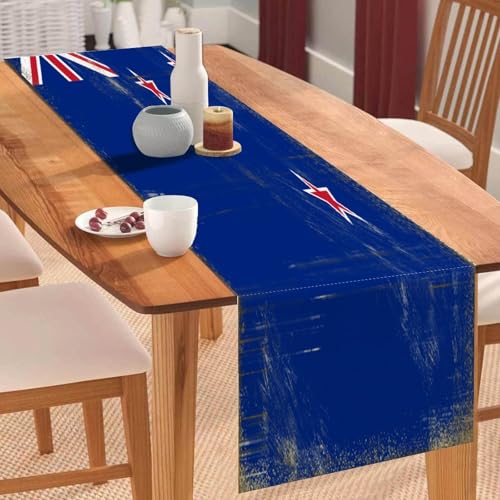 Tischläufer mit neuseeländischer Nationalflagge im Vintage-Stil, Tischläufer, Tischdekoration für Küche, Esstisch, Dekoration für Zuhause, Partydekoration, 33 x 308 cm Tischläufer mit neuseeländischer Nationalflagge im Vintage-Stil, Tischläufer, Tischdekoration für Küche, Esstisch, Dekoration für Zuhause, Partydekoration, 33 x 308 cm von Yelolyio