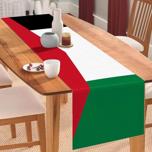 Tischläufer mit palästinensischer Nationalflagge, Tischläufer, Tischläufer, Tischdekoration, für Küche, Esstisch, Dekoration für Zuhause, Party, 33 x 228 cm Tischläufer mit palästinensischer Nationalflagge, Tischläufer, Tischläufer, Tischdekoration, für Küche, Esstisch, Dekoration für Zuhause, Party, 33 x 228 cm von Yelolyio