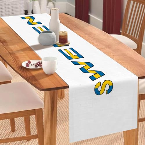 Tischläufer mit schwedischer Flagge, Tischläufer, Tischläufer, Feiertage, Tischdekoration für Küche, Esstisch, Dekoration für Zuhause, Party, 33 x 305 cm von Yelolyio