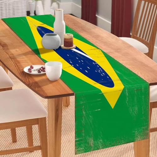 Vintage Brasilien Nationalflagge Tischläufer Brasilien Couchtischläufer Feiertage Tischdekoration für Küche Esstisch Dekoration für Zuhause Party Dekor 33 x 308 cm Vintage Brasilien Nationalflagge Tischläufer Brasilien Couchtischläufer Feiertage Tischdekoration für Küche Esstisch Dekoration für Zuhause Party Dekor 33 x 308 cm von Yelolyio