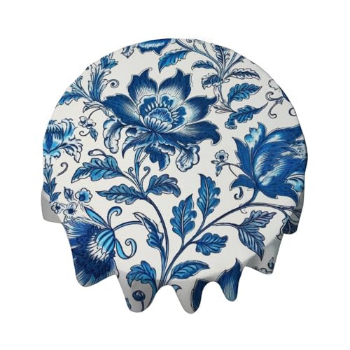 Yelolyio Blaue und weiße Porzellan-Tischdecke mit Blumenmuster, rund, dekorative Tischdecke, wasserdicht, flecken- und knitterfrei, für Esstisch, Buffet-Partys und Camping Yelolyio Blaue und weiße Porzellan-Tischdecke mit Blumenmuster, rund, dekorative Tischdecke, wasserdicht, flecken- und knitterfrei, für Esstisch, Buffet-Partys und Camping von Yelolyio