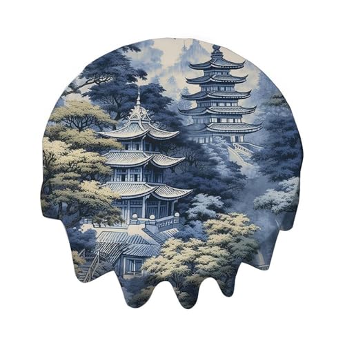 Yelolyio Chinoiserie Runde Tischdecke, dekorative Tischdecke, wasserdicht, flecken- und knitterfrei, für Esstisch, Buffet-Partys und Camping Yelolyio Chinoiserie Runde Tischdecke, dekorative Tischdecke, wasserdicht, flecken- und knitterfrei, für Esstisch, Buffet-Partys und Camping von Yelolyio