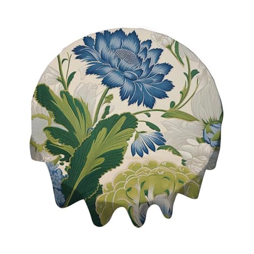 Yelolyio Chinoiserie Tischdecke, rund, dekorativ, wasserdicht, flecken- und knitterfrei, für Esstisch, Buffet-Partys und Camping Yelolyio Chinoiserie Tischdecke, rund, dekorativ, wasserdicht, flecken- und knitterfrei, für Esstisch, Buffet-Partys und Camping von Yelolyio