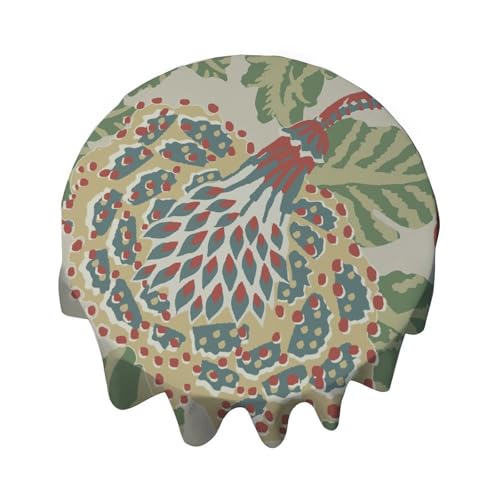 Yelolyio Grüne und weiße Chinoiserie-Tischdecke, rund, dekorativ, wasserdicht, flecken- und knitterfrei, für Esstisch, Buffet-Partys und Camping Yelolyio Grüne und weiße Chinoiserie-Tischdecke, rund, dekorativ, wasserdicht, flecken- und knitterfrei, für Esstisch, Buffet-Partys und Camping von Yelolyio