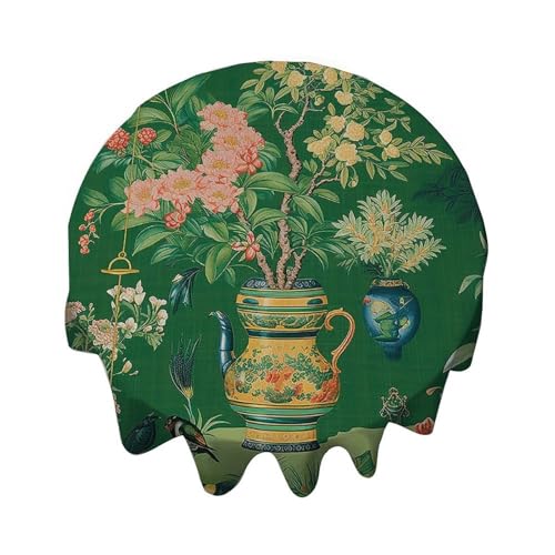 Yelolyio Ming Vase grüne Chinoiserie Tischdecke, rund, 137 cm, Tischdecke, Dekoration für Buffet-Tische, Partys, Feiertagsessen, Abendessen, Hochzeiten und mehr Yelolyio Ming Vase grüne Chinoiserie Tischdecke, rund, 137 cm, Tischdecke, Dekoration für Buffet-Tische, Partys, Feiertagsessen, Abendessen, Hochzeiten und mehr von Yelolyio