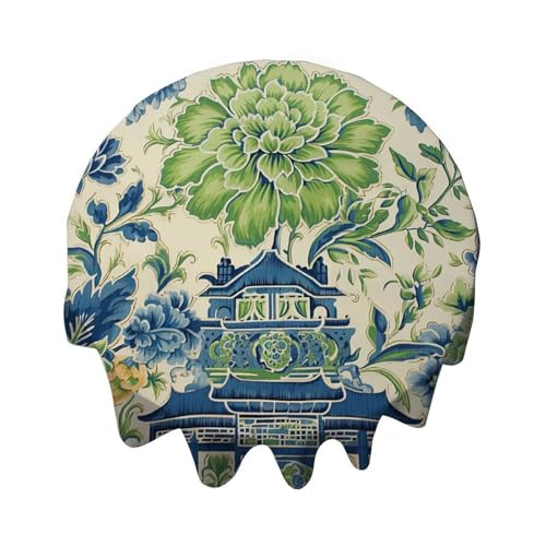 Yelolyio Runde Tischdecke, 127 cm, Blau und Elfenbein, Chinoiserie, Teehaus, Pagode, Tischdecke, Dekoration für Esszimmer, Party, Outdoor, Picknick Yelolyio Runde Tischdecke, 127 cm, Blau und Elfenbein, Chinoiserie, Teehaus, Pagode, Tischdecke, Dekoration für Esszimmer, Party, Outdoor, Picknick von Yelolyio