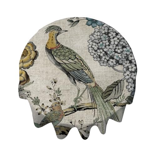 Yelolyio Runde Tischdecke, 127 cm, Chinoiserie, Vogel, waschbar, Tischdecke, Dekoration für Esszimmer, Party, Outdoor, Picknick Yelolyio Runde Tischdecke, 127 cm, Chinoiserie, Vogel, waschbar, Tischdecke, Dekoration für Esszimmer, Party, Outdoor, Picknick von Yelolyio