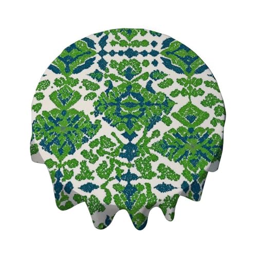 Yelolyio Runde Tischdecke, 127 cm, Grün und Blau, Ikat-Tischdecke, waschbare Tischdecke, Dekoration für Esszimmer, Party, Outdoor, Picknick Yelolyio Runde Tischdecke, 127 cm, Grün und Blau, Ikat-Tischdecke, waschbare Tischdecke, Dekoration für Esszimmer, Party, Outdoor, Picknick von Yelolyio