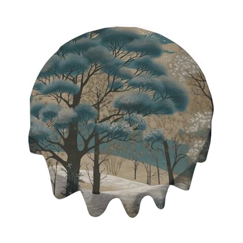 Yelolyio Runde Tischdecke, 127 cm, Motiv: Chinoiserie Baum, waschbar, Tischdecke, Dekoration für Esszimmer, Party, Outdoor, Picknick Yelolyio Runde Tischdecke, 127 cm, Motiv: Chinoiserie Baum, waschbar, Tischdecke, Dekoration für Esszimmer, Party, Outdoor, Picknick von Yelolyio