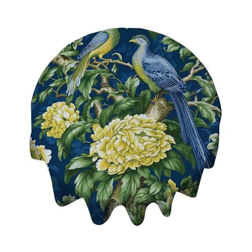 Yelolyio Runde Tischdecke, 127 cm, Pagode, Garten, kaiserisches Grün, Chinoiserie, Tischdecke, Dekoration für Esszimmer, Party, Outdoor, Picknick Yelolyio Runde Tischdecke, 127 cm, Pagode, Garten, kaiserisches Grün, Chinoiserie, Tischdecke, Dekoration für Esszimmer, Party, Outdoor, Picknick von Yelolyio