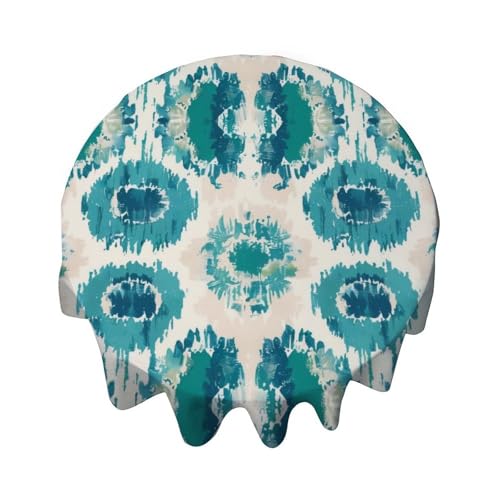 Yelolyio Runde Tischdecke, 127 cm, Pfauengrün und Aqua, Buchara-Ikat-Tischdecke, waschbare Tischdecke, Dekoration für Esszimmer, Party, Outdoor, Picknick Yelolyio Runde Tischdecke, 127 cm, Pfauengrün und Aqua, Buchara-Ikat-Tischdecke, waschbare Tischdecke, Dekoration für Esszimmer, Party, Outdoor, Picknick von Yelolyio