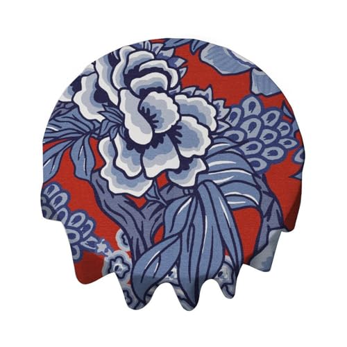 Yelolyio Runde Tischdecke, 127 cm, Rot und Blau, Chinoiserie-Blumen-Tischdecke, waschbare Tischdecke, Dekoration für Esszimmer, Party, Outdoor, Picknick Yelolyio Runde Tischdecke, 127 cm, Rot und Blau, Chinoiserie-Blumen-Tischdecke, waschbare Tischdecke, Dekoration für Esszimmer, Party, Outdoor, Picknick von Yelolyio