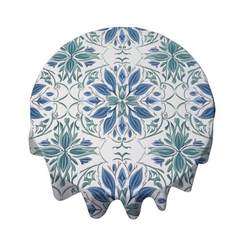 Yelolyio Runde Tischdecke, 127 cm, blaue Blumen, waschbar, Tischdecke, Dekoration für Esszimmer, Party, Outdoor, Picknick Yelolyio Runde Tischdecke, 127 cm, blaue Blumen, waschbar, Tischdecke, Dekoration für Esszimmer, Party, Outdoor, Picknick von Yelolyio