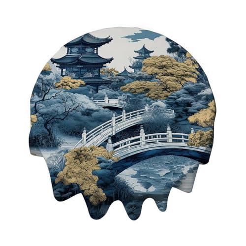 Yelolyio Runde Tischdecke, 137,2 cm, Chinoiserie-Tischdecke, waschbare Tischdecke, Dekoration für Esszimmer, Party, Outdoor, Picknick Yelolyio Runde Tischdecke, 137,2 cm, Chinoiserie-Tischdecke, waschbare Tischdecke, Dekoration für Esszimmer, Party, Outdoor, Picknick von Yelolyio