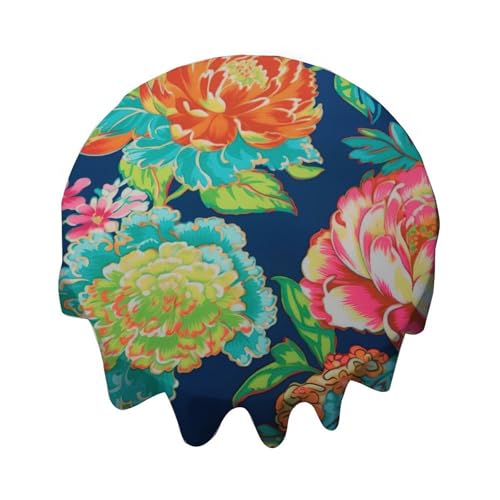 Yelolyio Runde Tischdecke, 91,4 cm, Marineblau, Rosa, Chinoiserie Pfingstrosen, Blumen-Tischdecke, waschbar, Tischdecke, Dekoration für Esszimmer, Party, Outdoor, Picknick Yelolyio Runde Tischdecke, 91,4 cm, Marineblau, Rosa, Chinoiserie Pfingstrosen, Blumen-Tischdecke, waschbar, Tischdecke, Dekoration für Esszimmer, Party, Outdoor, Picknick von Yelolyio