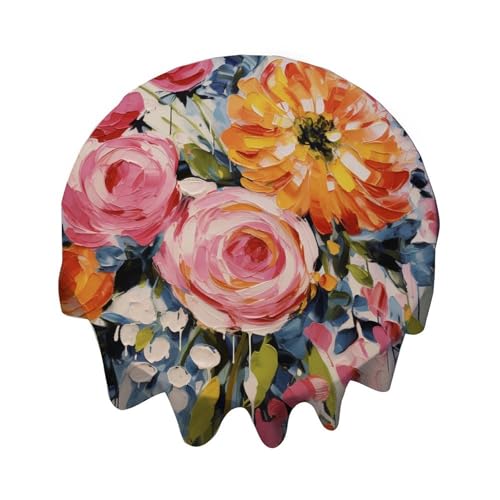 Yelolyio Runde Tischdecke, 91,4 cm, helles Blumenmuster, rosa Rose, Wohnheimdekoration, bunte Tischdecke, waschbare Tischdecke, Dekoration für Esszimmer, Party, Outdoor, Picknick Yelolyio Runde Tischdecke, 91,4 cm, helles Blumenmuster, rosa Rose, Wohnheimdekoration, bunte Tischdecke, waschbare Tischdecke, Dekoration für Esszimmer, Party, Outdoor, Picknick von Yelolyio