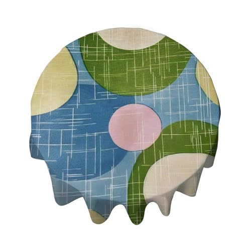 Yelolyio Runde Tischdecke, Motiv: Buchara Ikat, Pfauengrün und Aqua, dekorative Tischdecke, wasserdicht, flecken- und knitterfrei, für Esstisch, Buffet-Partys und Camping Yelolyio Runde Tischdecke, Motiv: Buchara Ikat, Pfauengrün und Aqua, dekorative Tischdecke, wasserdicht, flecken- und knitterfrei, für Esstisch, Buffet-Partys und Camping von Yelolyio