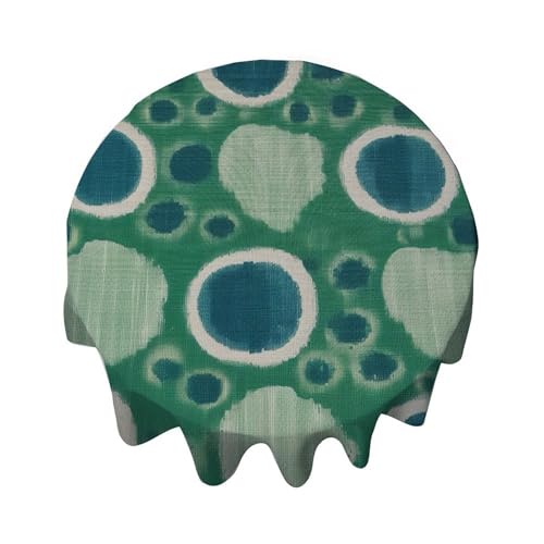Yelolyio Runde Tischdecke, Motiv: Buchara Ikat, Pfauengrün und Aqua, dekorative Tischdecke, wasserdicht, flecken- und knitterfrei, für Esstisch, Buffet-Partys und Camping Yelolyio Runde Tischdecke, Motiv: Buchara Ikat, Pfauengrün und Aqua, dekorative Tischdecke, wasserdicht, flecken- und knitterfrei, für Esstisch, Buffet-Partys und Camping von Yelolyio